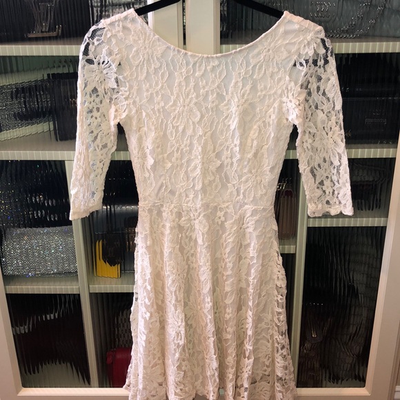 cream lace skater dress